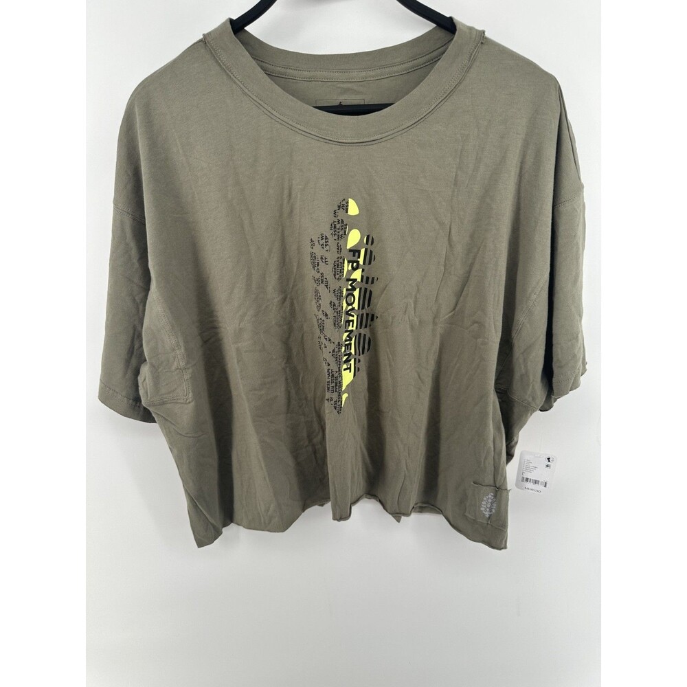 Free People Olive Graphic Crop Top